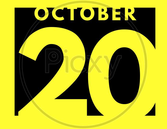 October 20 . Flat Modern Daily Calendar Icon .Date ,Day, Month .Calendar For The Month Of October