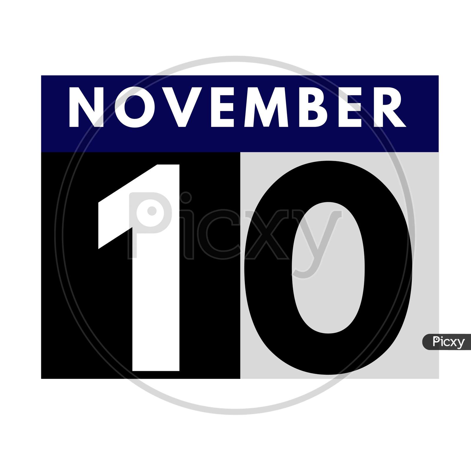 November 10 . Flat Daily Calendar Icon .Date ,Day, Month .Calendar For The Month Of November