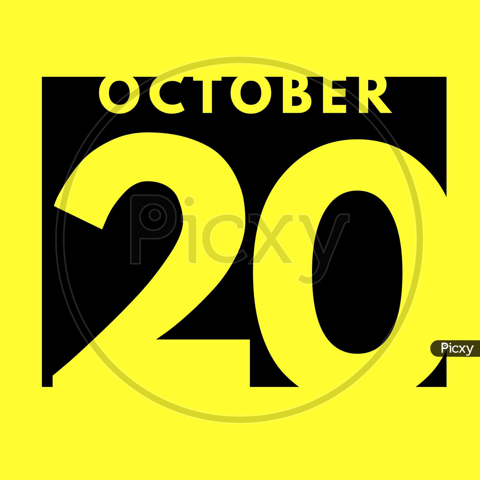 October 20 . Flat Modern Daily Calendar Icon .Date ,Day, Month .Calendar For The Month Of October