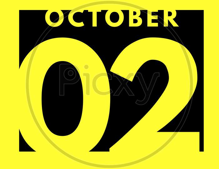 October 2 . Flat Modern Daily Calendar Icon .Date ,Day, Month .Calendar For The Month Of October