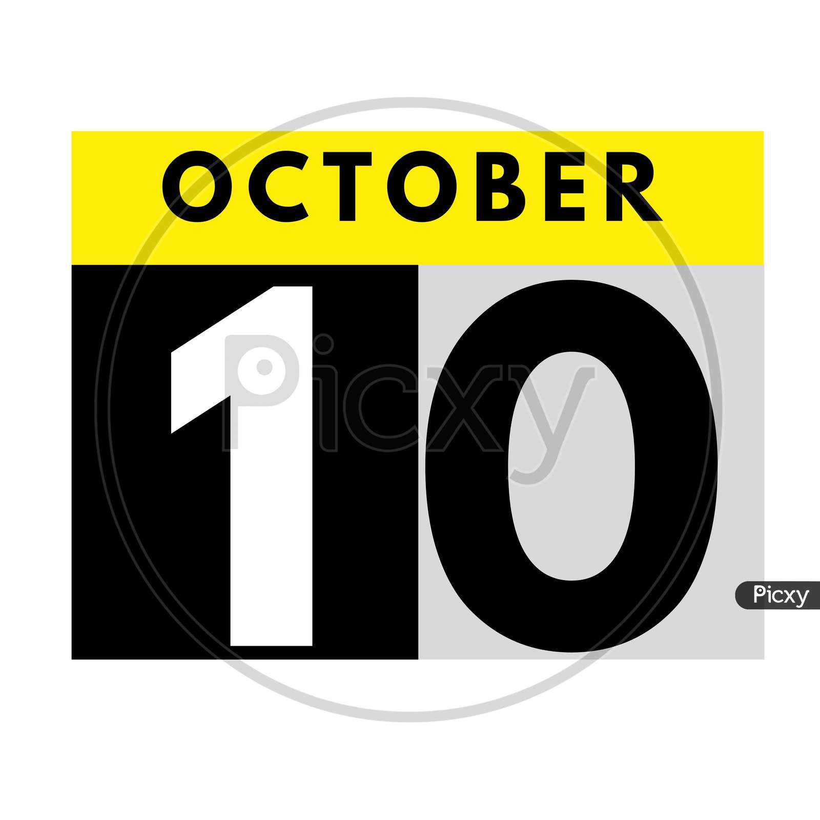 October 10 . Flat Daily Calendar Icon .Date ,Day, Month .Calendar For The Month Of October