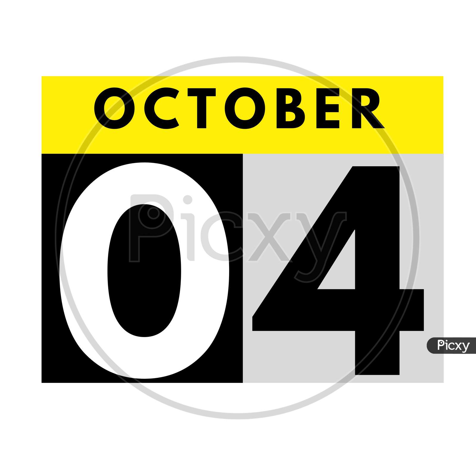 October 4 . Flat Daily Calendar Icon .Date ,Day, Month .Calendar For The Month Of October