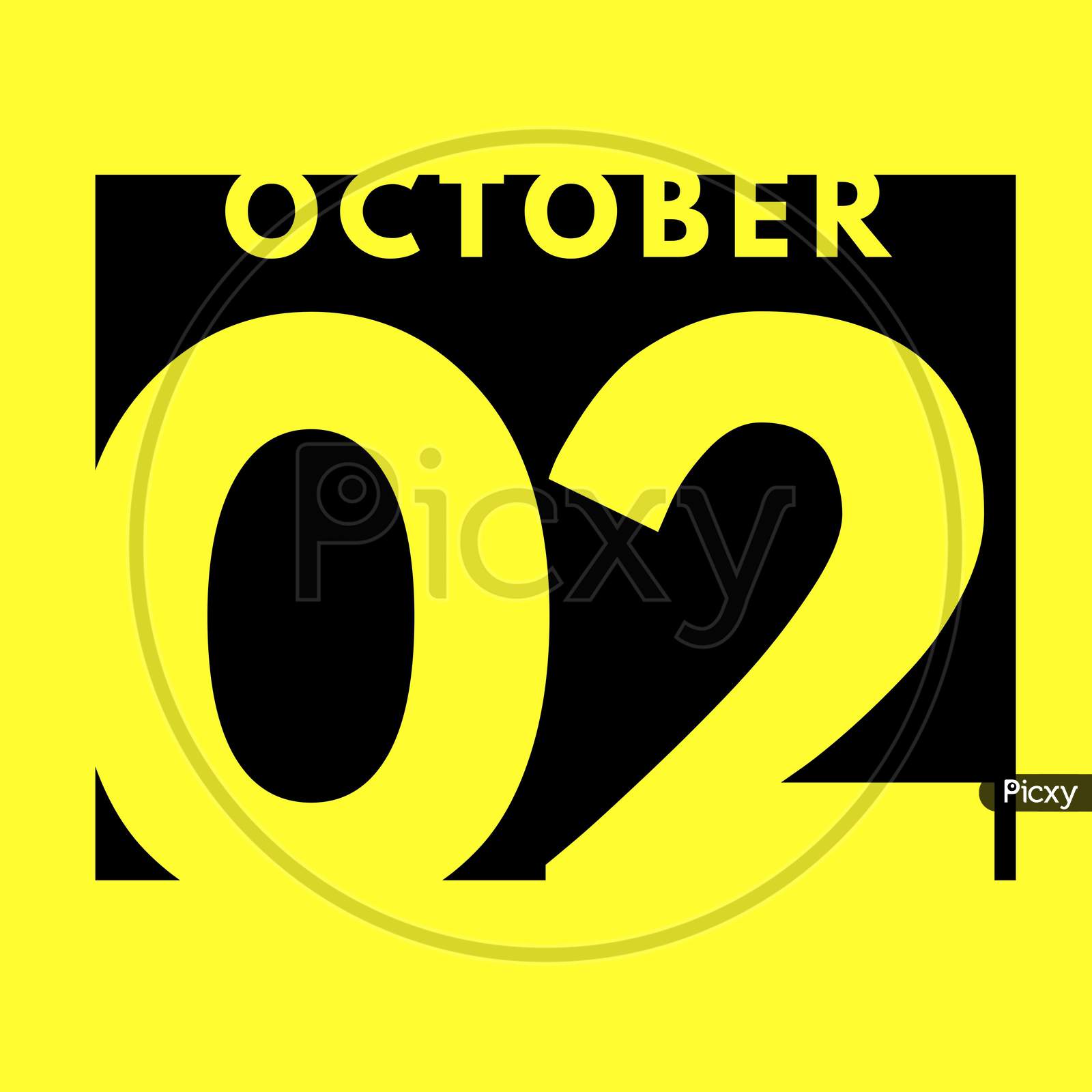 October 2 . Flat Modern Daily Calendar Icon .Date ,Day, Month .Calendar For The Month Of October