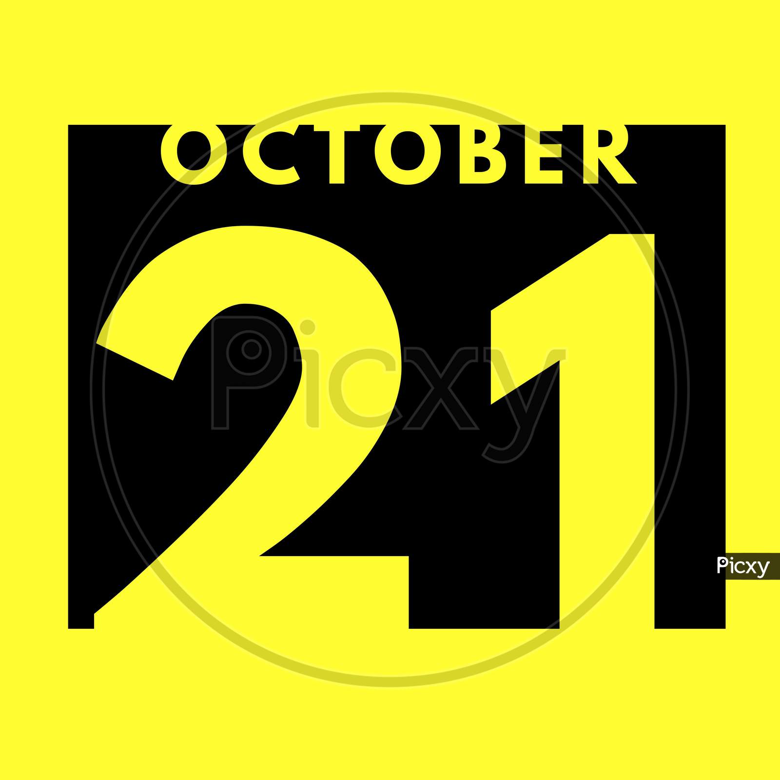 October 21 . Flat Modern Daily Calendar Icon .Date ,Day, Month .Calendar For The Month Of October