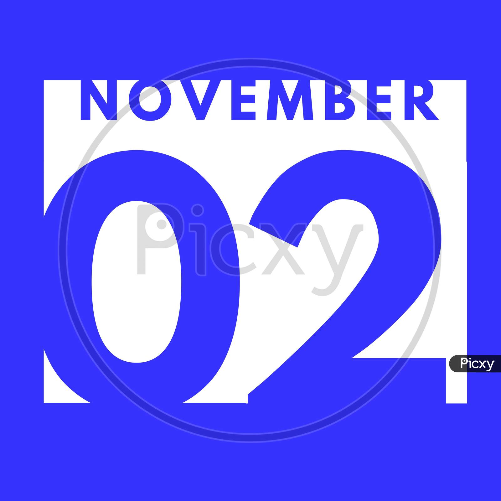 November 2 . Flat Modern Daily Calendar Icon .Date ,Day, Month .Calendar For The Month Of November