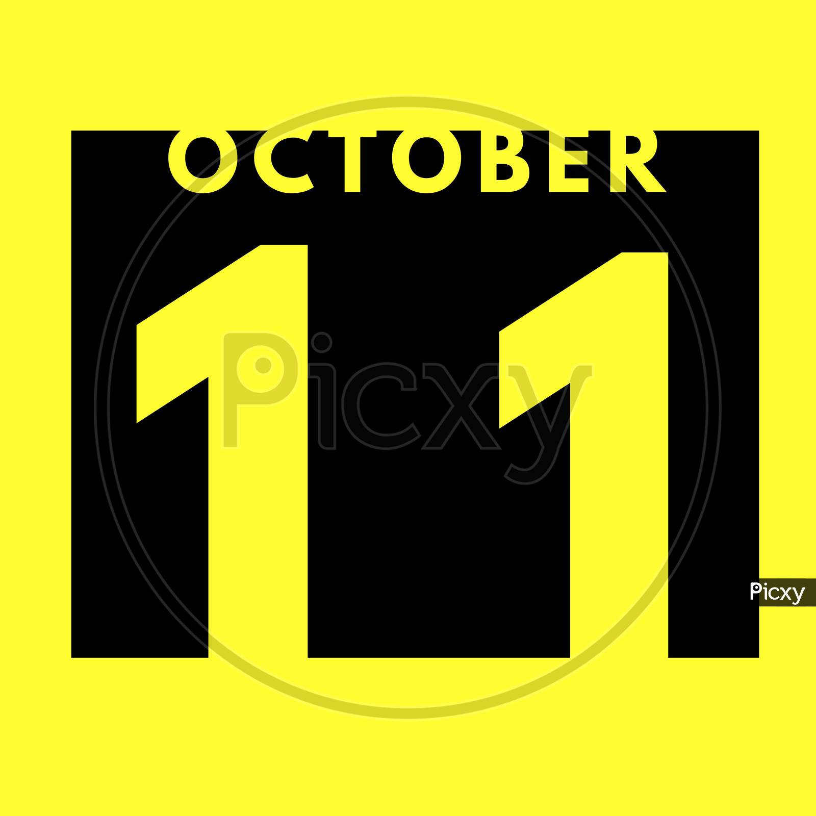 October 11 . Flat Modern Daily Calendar Icon .Date ,Day, Month .Calendar For The Month Of October