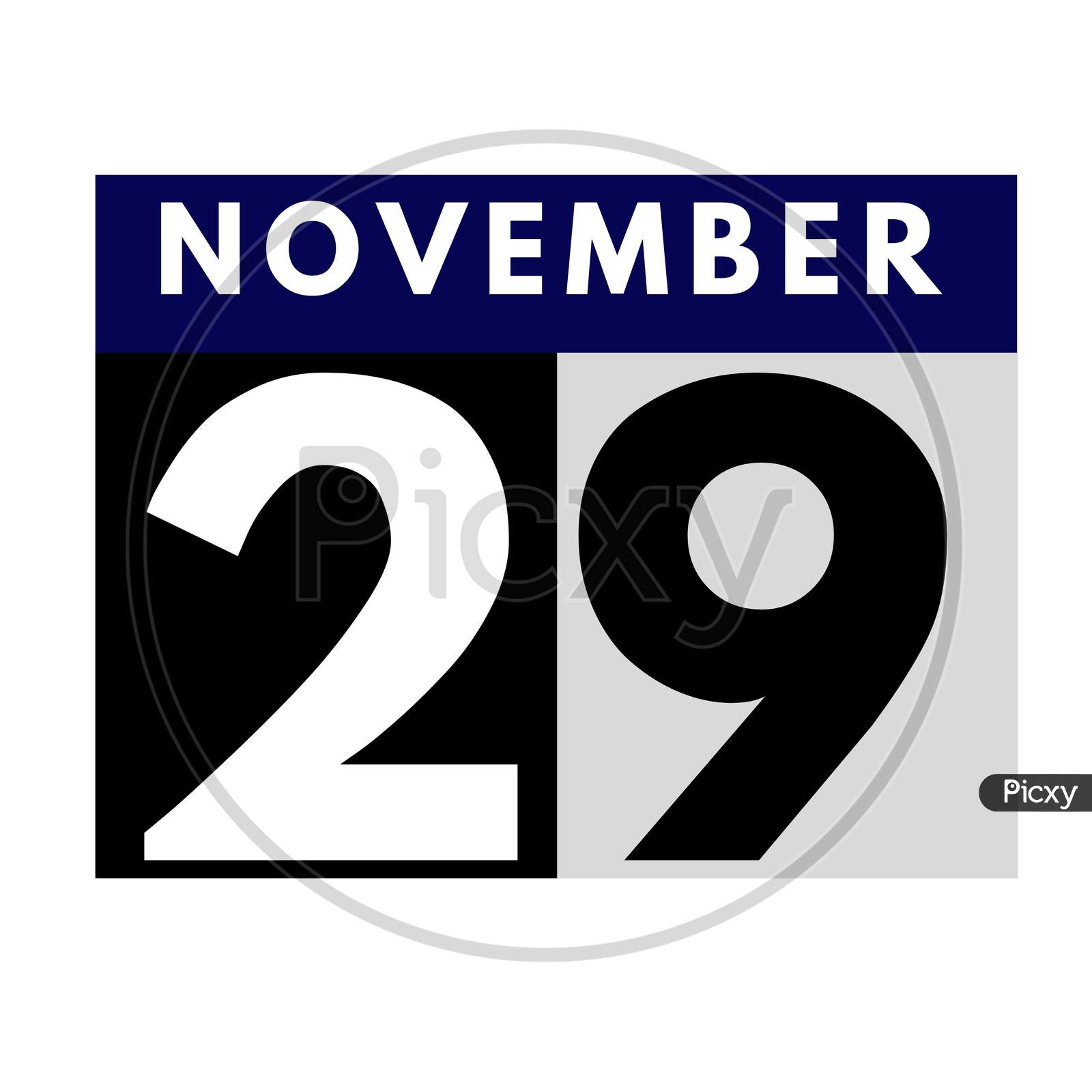 November 29 . Flat Daily Calendar Icon .Date ,Day, Month .Calendar For The Month Of November