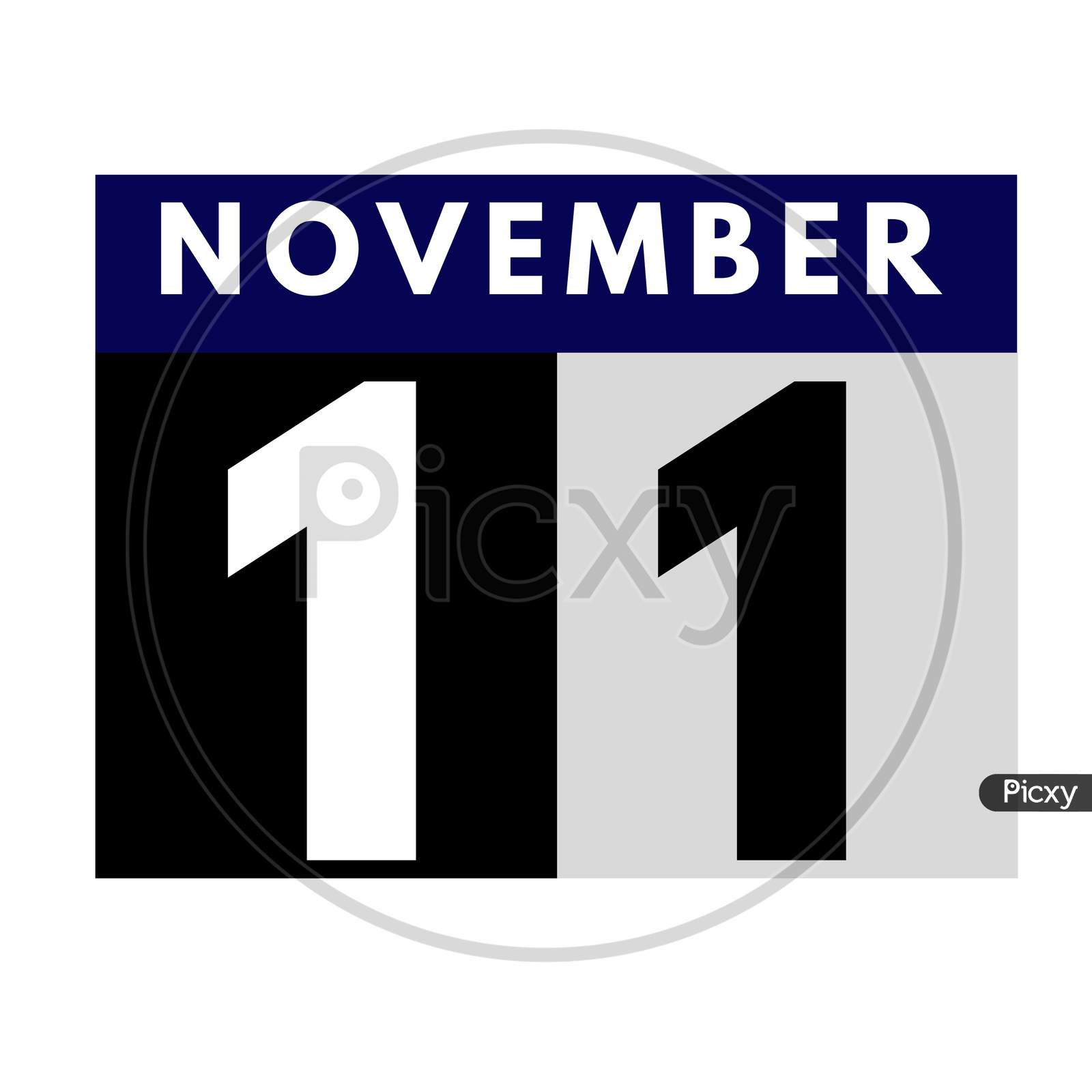 November 11 . Flat Daily Calendar Icon .Date ,Day, Month .Calendar For The Month Of November