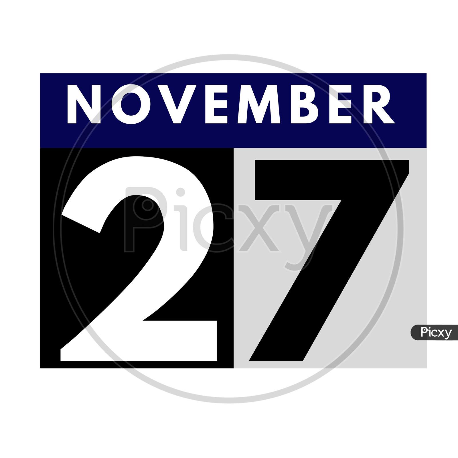 November 27 . Flat Daily Calendar Icon .Date ,Day, Month .Calendar For The Month Of November