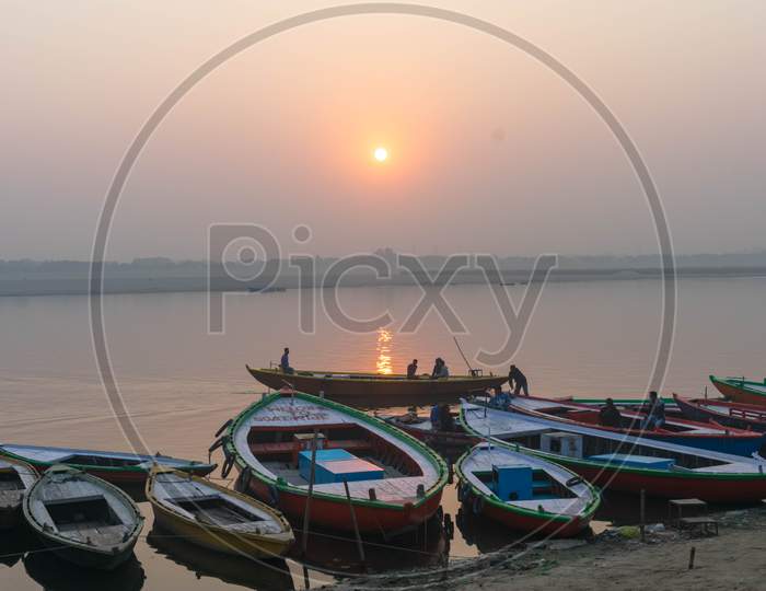 Sun rises at assi ghaat varanasi