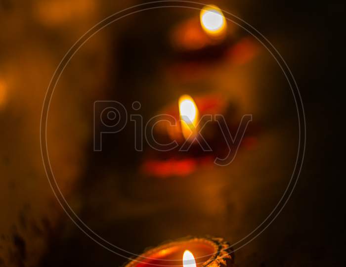 Traditional Diya Lamp Lit To Celebrate Diwali