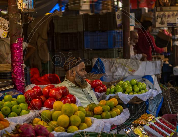 Muslim Fruit Vendor At Crowford Market
