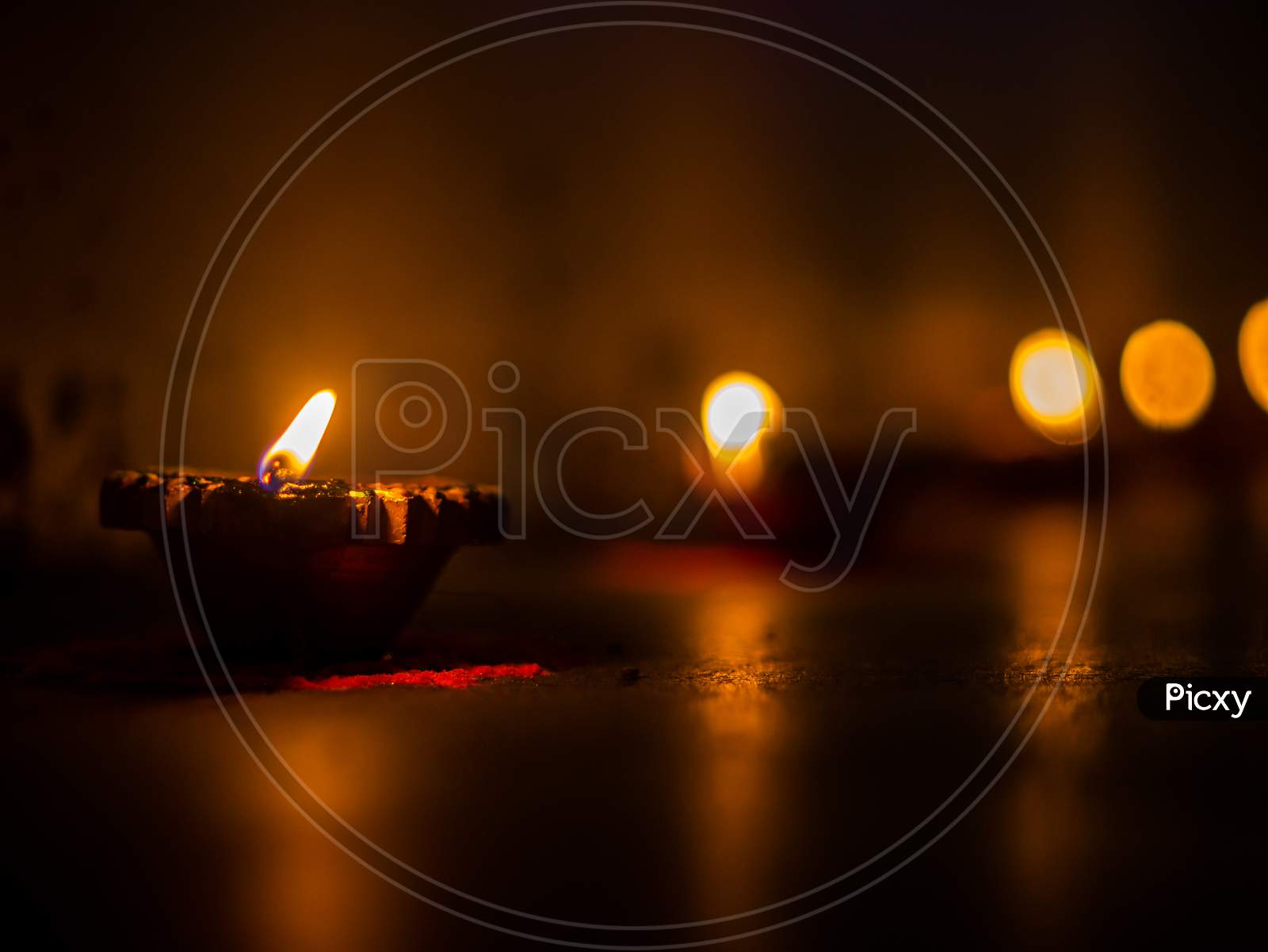Traditional Diya Lamp Lit To Celebrate Diwali