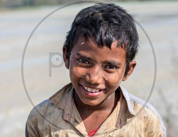 Smile face of villager child