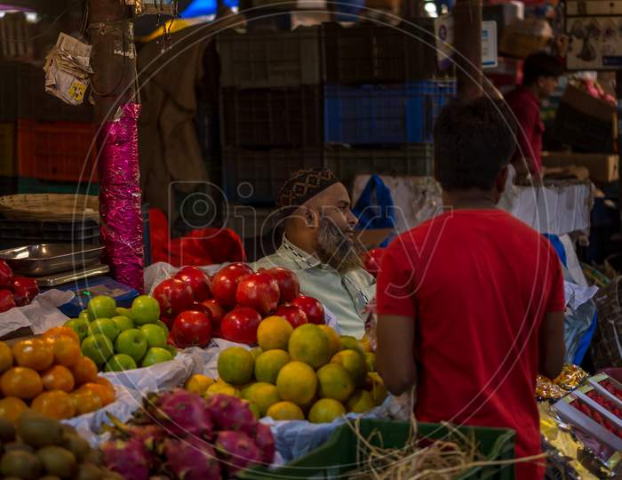 Muslim Fruit Vendor At Crowford Market