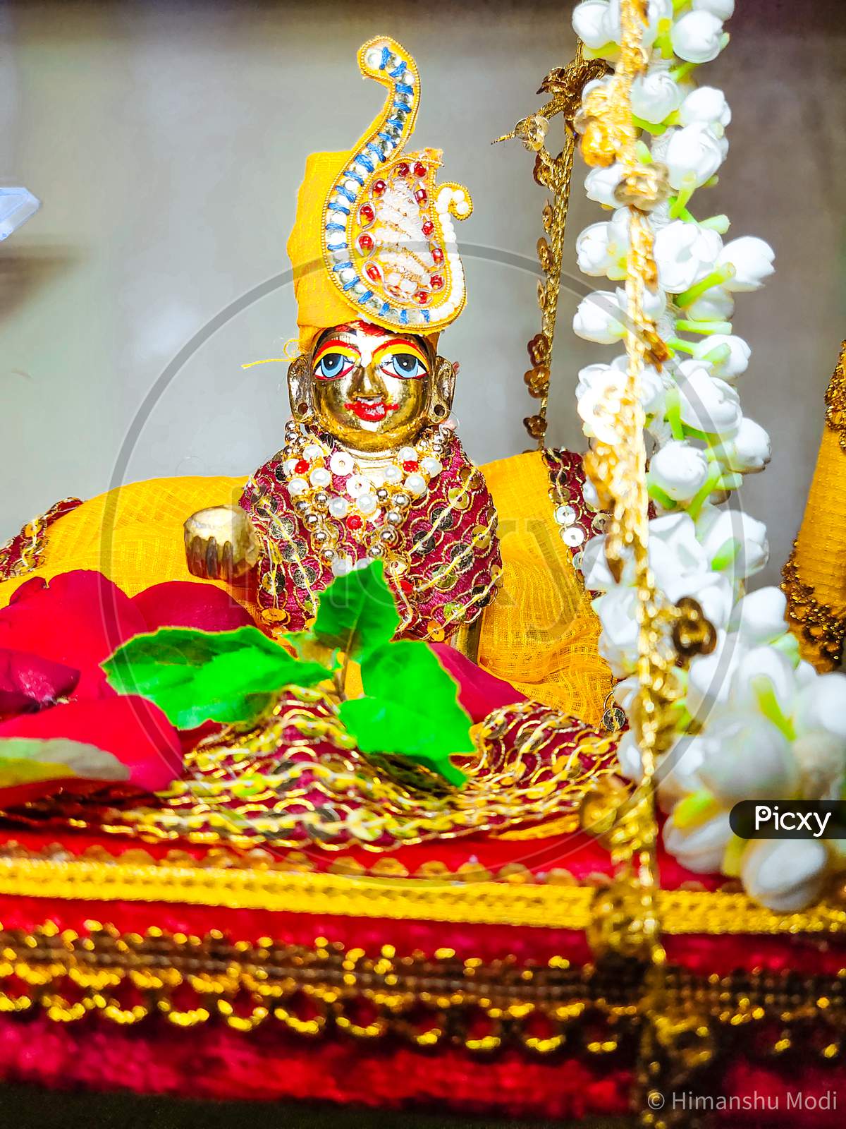 Laddu Gopal in Yellow And Red Dress
