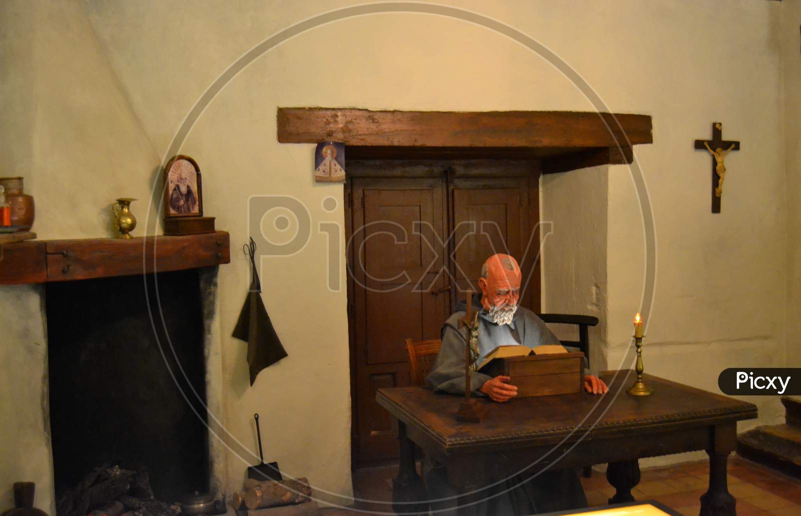 Statue Representing The Monk In The Monastery Of The Hermitage Of San Saturio In Soria