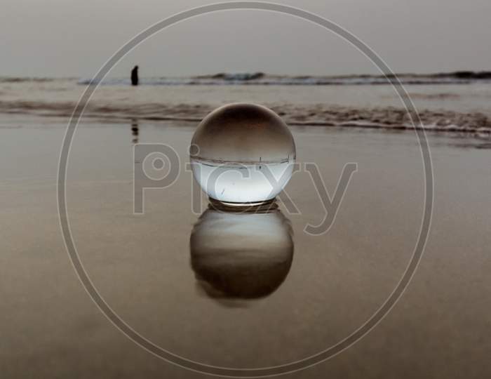 Reflections with Lensball at Beach