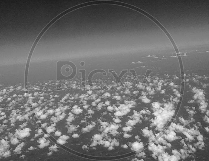 Beautiful Clouds With Blue Sky Background. Nature Weather, Cloud Blue Sky And Sun, Blue Sky Background With Clouds – Black And White
