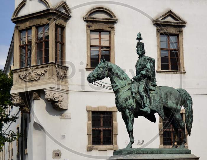 Statue In Tribute To Andras Hadik In The Buda Castle District