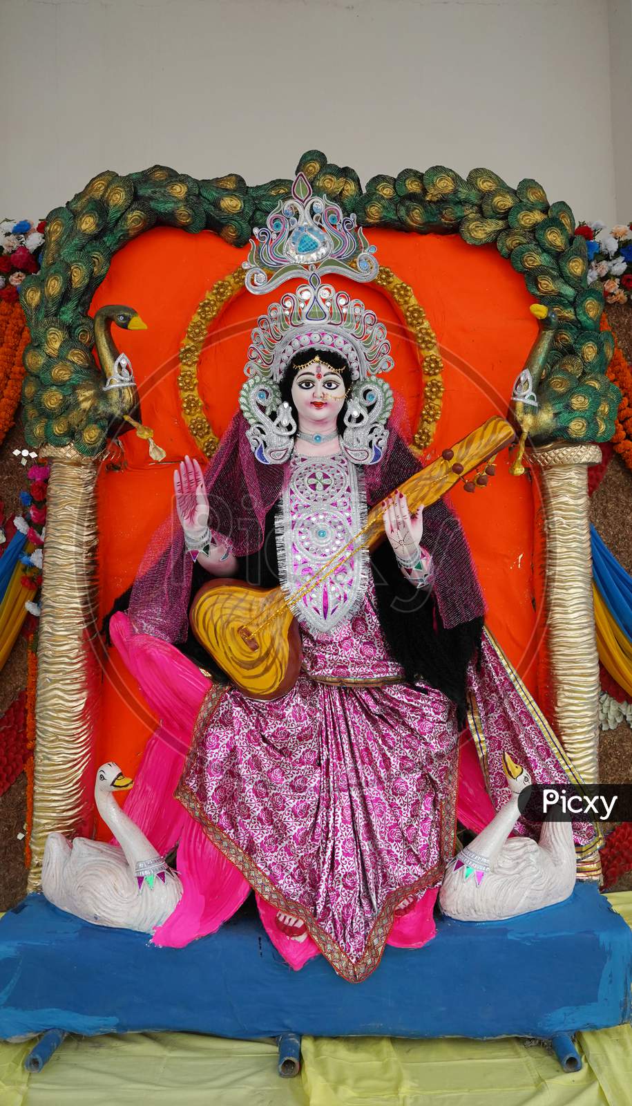 An Idol Of Devi Saraswati, Goddess Of Knowledge