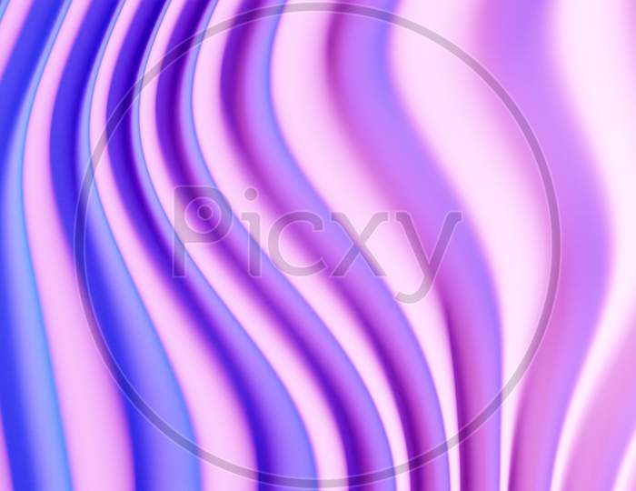 3D Illustration Of A Stereo Strip Of Different Colors. Geometric Stripes Similar To Waves. Abstract   Pink  Glowing Crossing Lines Pattern