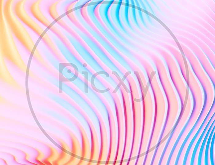 3D Illustration Of Pink And Blue Wave, Cave .Shape Pattern. Technology Geometry  Background. Color Sticker Banner For Registration Of Proposals