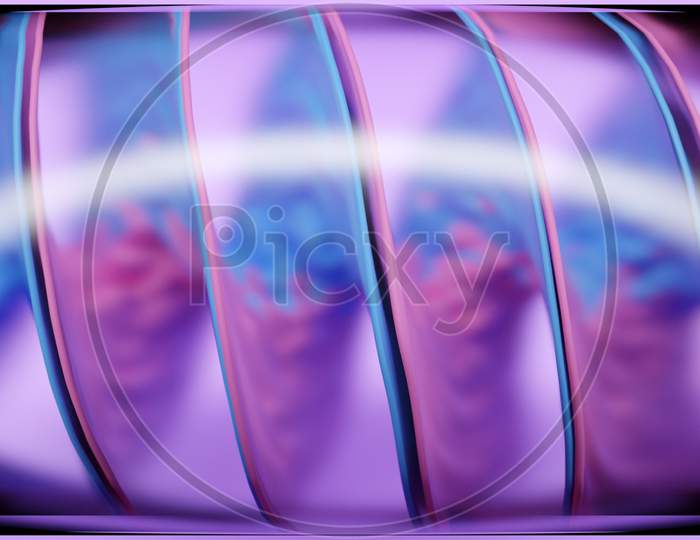 3D Illustration Of A Hypnotic Pattern.3D Illustration Of A Horizontal Spiral Made Of Pink-Blue Liquid. Luxurious Background Design