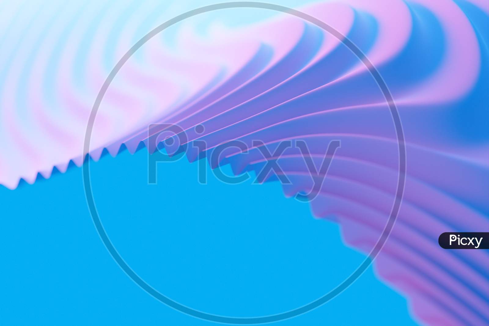 3D Illustration Of Rows  Pink And Blue Portal, Cave .Shape Pattern. Technology Geometry  Background.