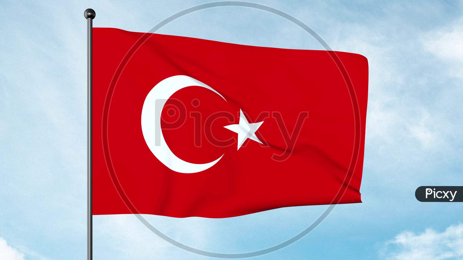 3D Illustration Of The Flag Of Turkey, A Red Flag Featuring A White Star And Crescent. The Flag Is Often Called Al Bayrak, And Is Referred To As Al Sancak In The Turkish National Anthem.