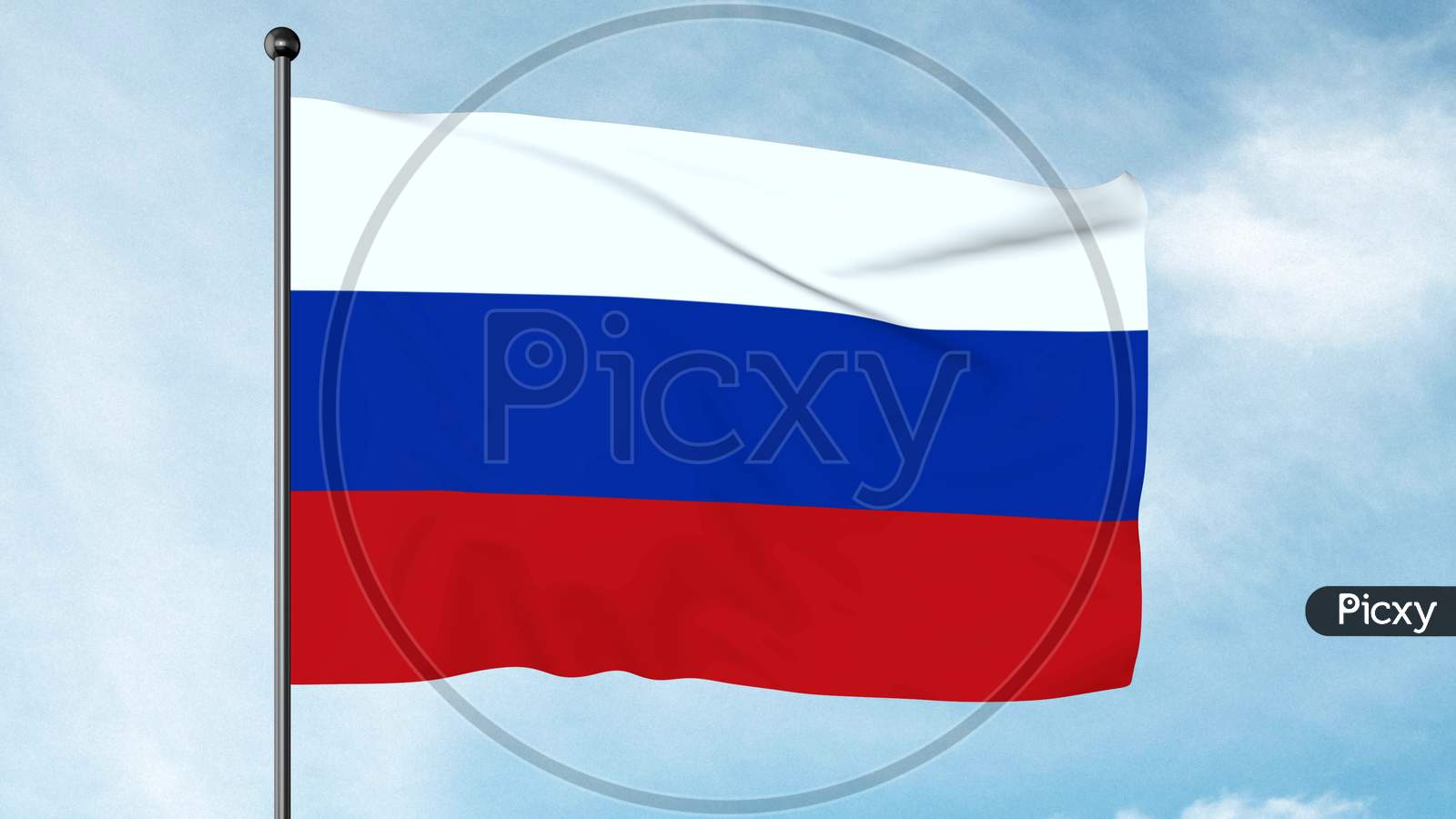 3D Illustration Of The Flag Of The Russian Federation Is A Tricolour Flag Consisting Of Three Equal Horizontal Fields: White On The Top, Blue In The Middle, And Red On The Bottom.