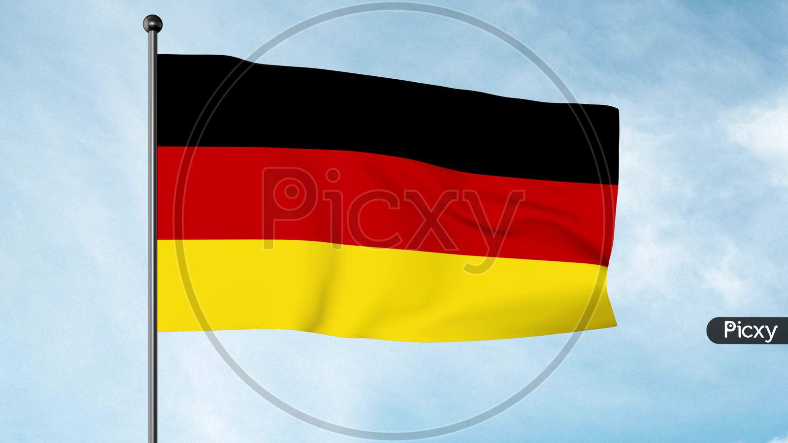 3D Illustration Of The Flag Of Germany Is A Tricolour Consisting Of Three Equal Horizontal Bands Displaying The National Colours Of Germany: Black, Red, And Gold