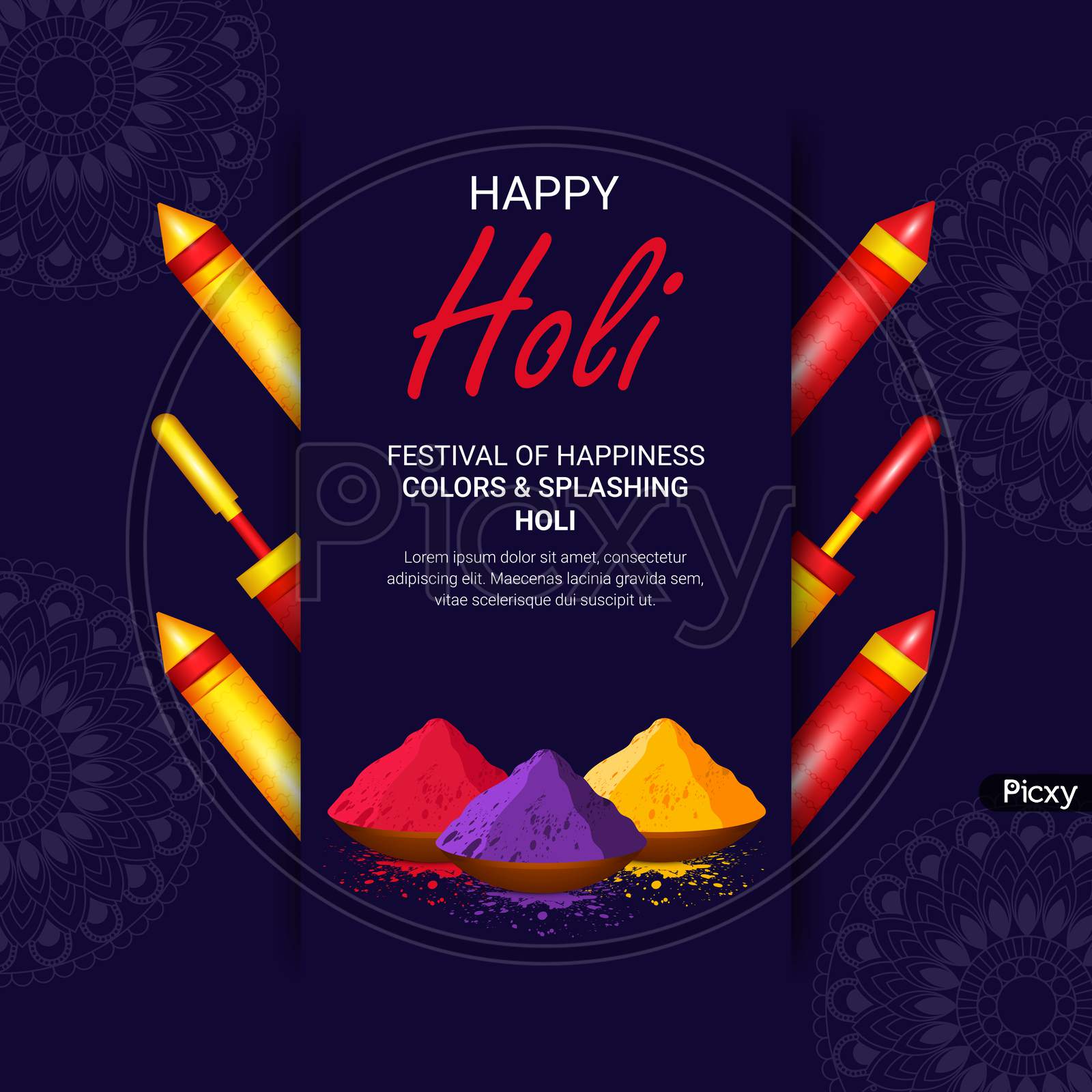 Image of illustration of abstract colorful Happy Holi background -KQ854301-Picxy