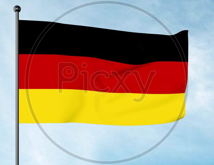 3D Illustration Of The Flag Of Germany Is A Tricolour Consisting Of Three Equal Horizontal Bands Displaying The National Colours Of Germany: Black, Red, And Gold