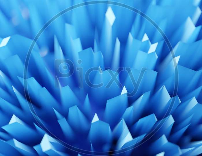 3D Illustration Of Different Rows Of   Blue  Shapes .Set Of Cubes On Monocrome Background, Pattern. Geometry  Background