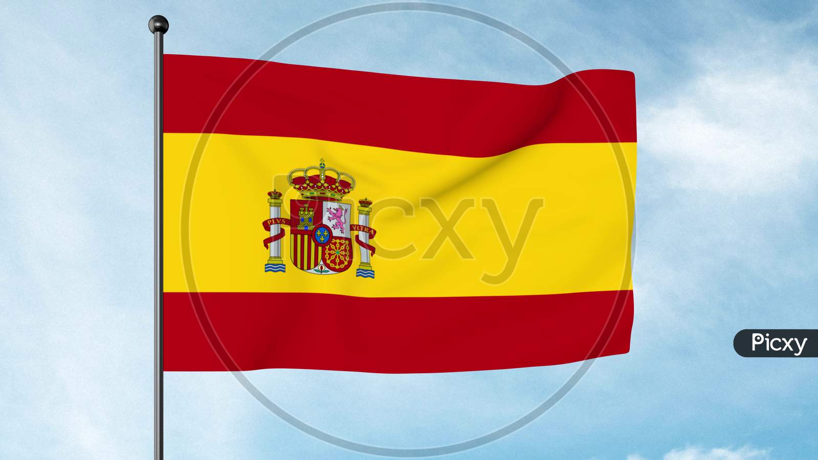 3D Illustration Of The Flag Of Spain Consists Of Three Horizontal Stripes: Red, Yellow And Red, The Yellow Stripe Being Twice The Size Of Each Red Stripe, La Rojigualda.