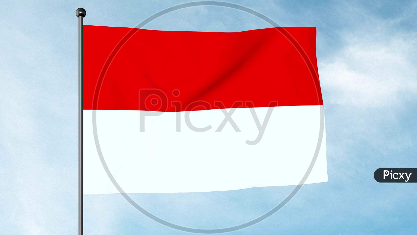 3D Illustration Of The Flag Of Indonesia Is A Simple Bicolor With Two Equal Horizontal Bands, Red And White With An Overall Ratio Of 2:3.