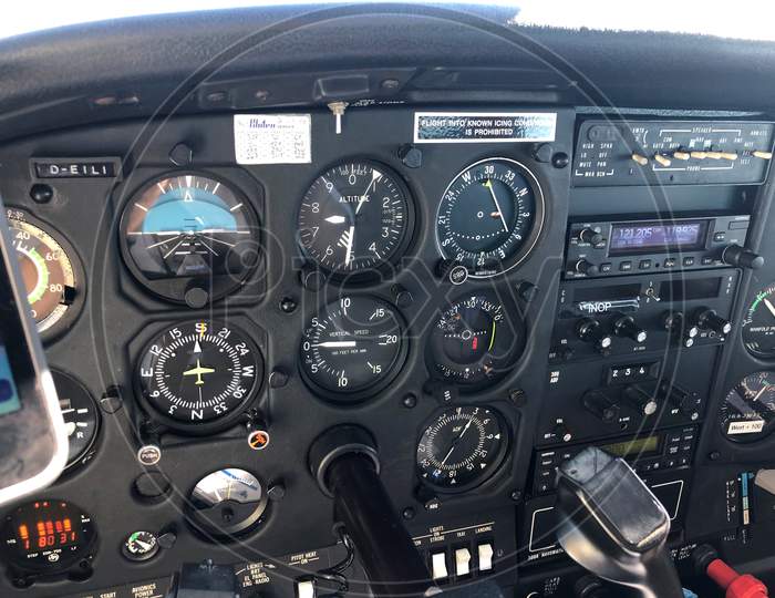 Cockpit Of A Cessna 182 In Austria 7.7.2020