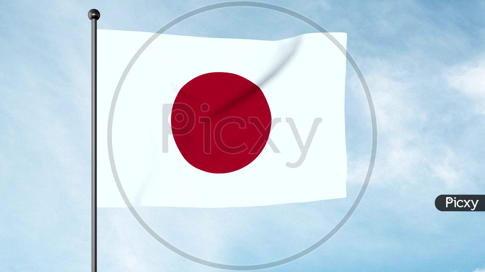 3D Illustration Of The National Flag Of Japan Is A Rectangular White Banner Bearing A Crimson-Red Circle At Its Centre. Nisshōki, Hinomaru. Land Of The Rising Sun.