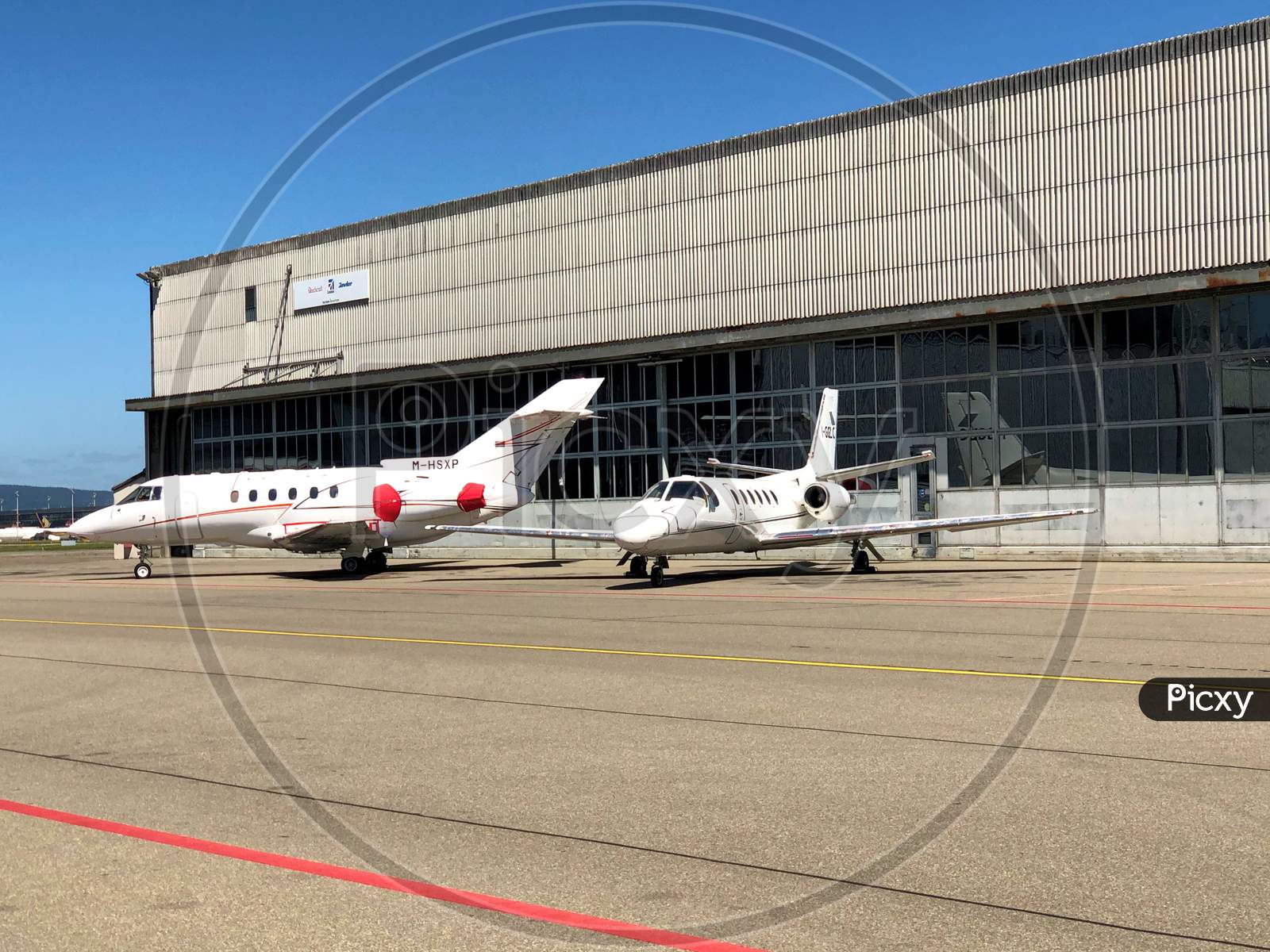 Hawker Beechcraft 800 Xp And A Cessna 550 Citation Ii At The Airport In Zurich In Switzerland 7.7.2020