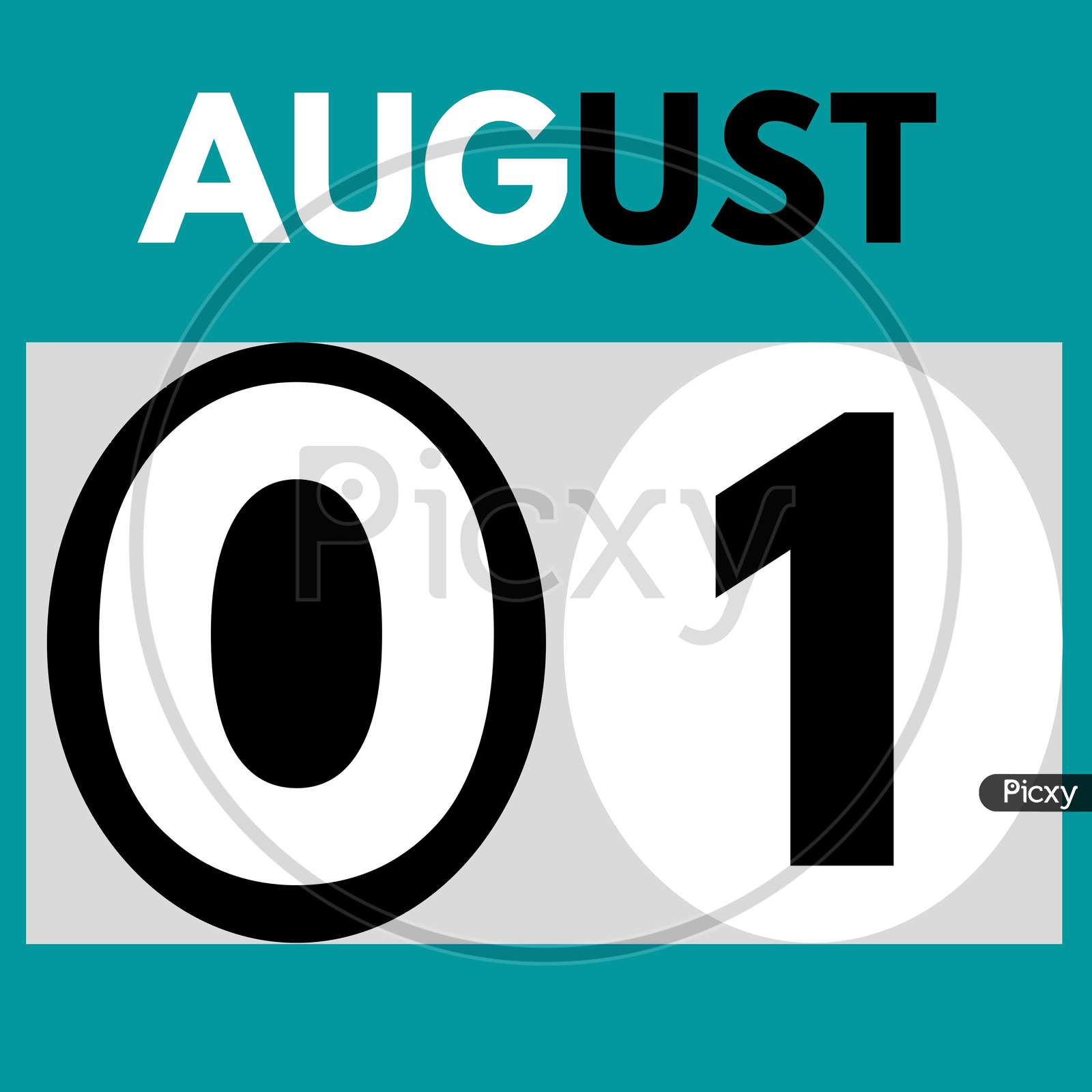 August 1 . Modern Daily Calendar Icon .Date ,Day, Month .Calendar For The Month Of August
