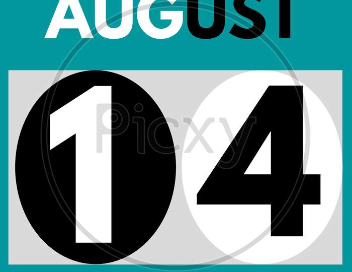 August 14 . Modern Daily Calendar Icon .Date ,Day, Month .Calendar For The Month Of August