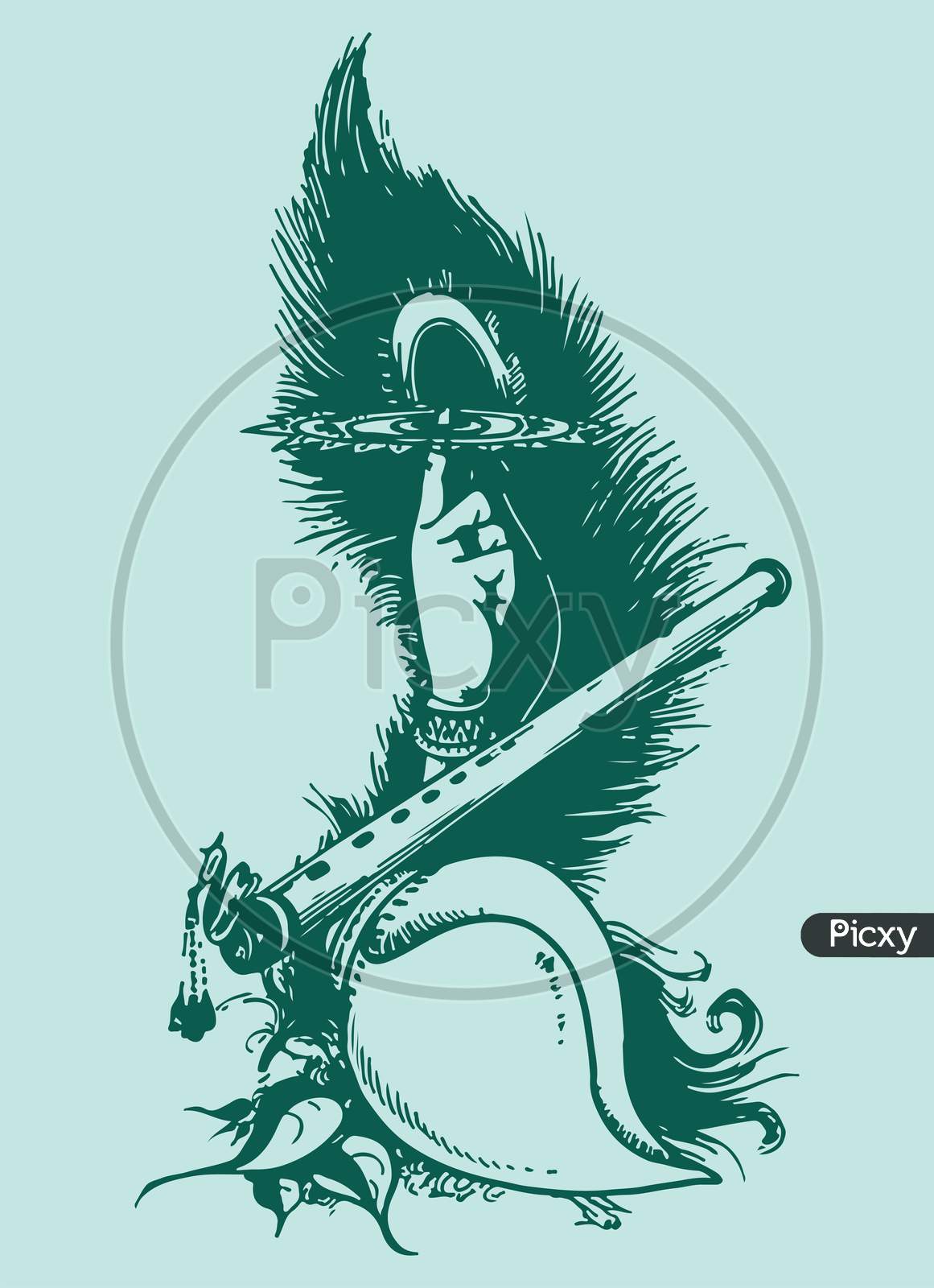 Lord krishna Outline Drawing Images, Pictures