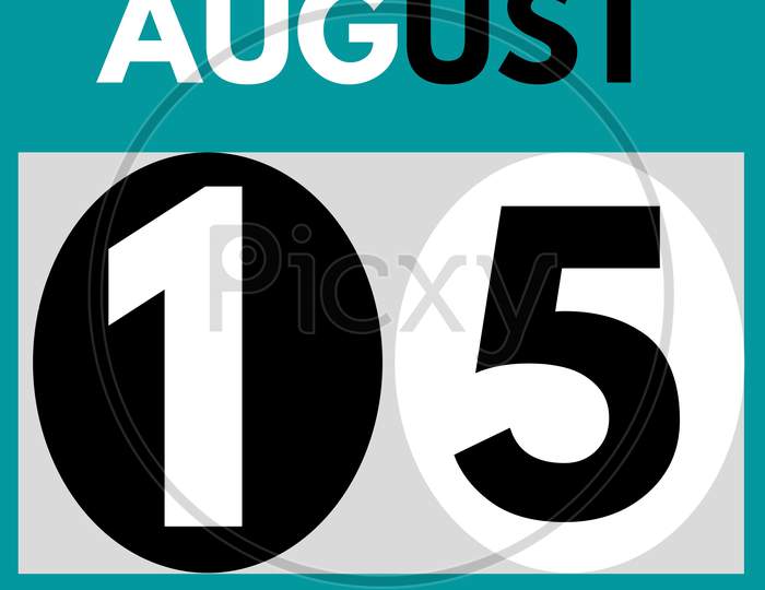 August 15 . Modern Daily Calendar Icon .Date ,Day, Month .Calendar For The Month Of August