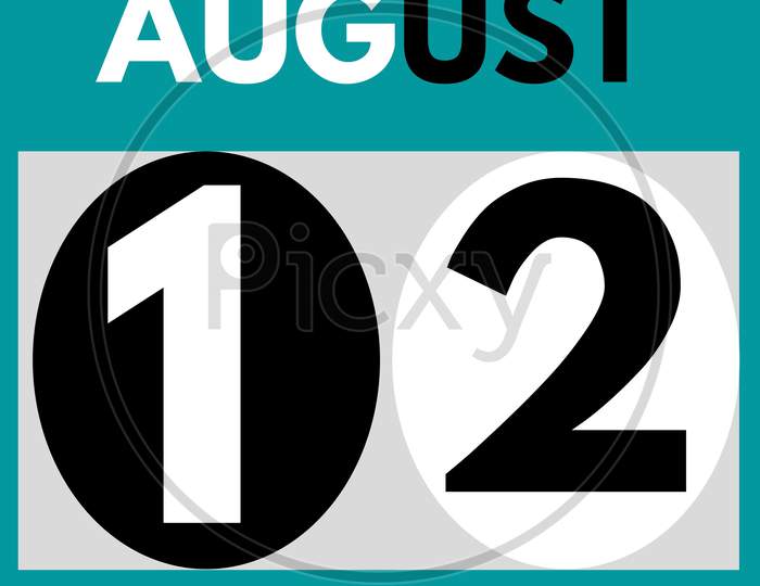 August 12 . Modern Daily Calendar Icon .Date ,Day, Month .Calendar For The Month Of August
