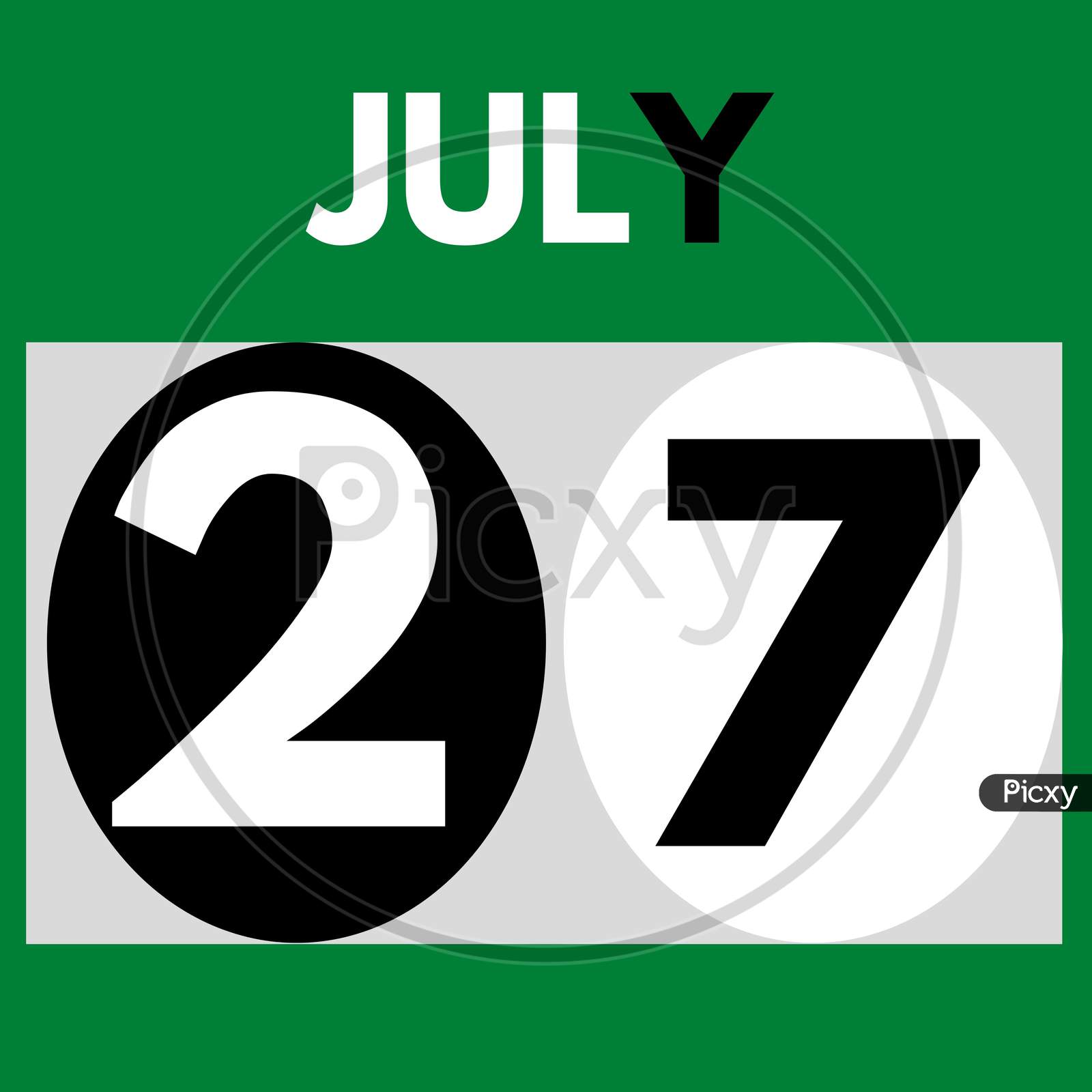 July 27 . Modern Daily Calendar Icon .Date ,Day, Month .Calendar For The Month Of July