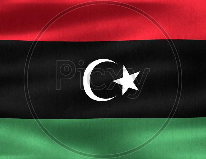 3D-Illustration Of A Libya Flag - Realistic Waving Fabric Flag