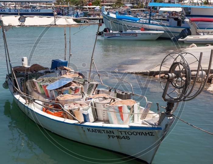 Fishing Boat In The Harbour At Latchi In Cyprus