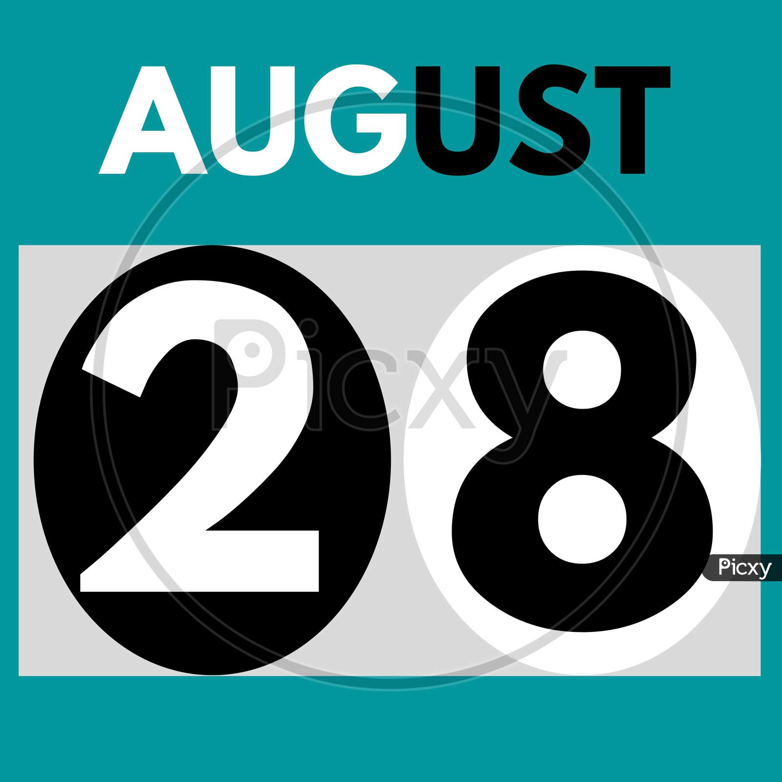 August 28 . Modern Daily Calendar Icon .Date ,Day, Month .Calendar For The Month Of August