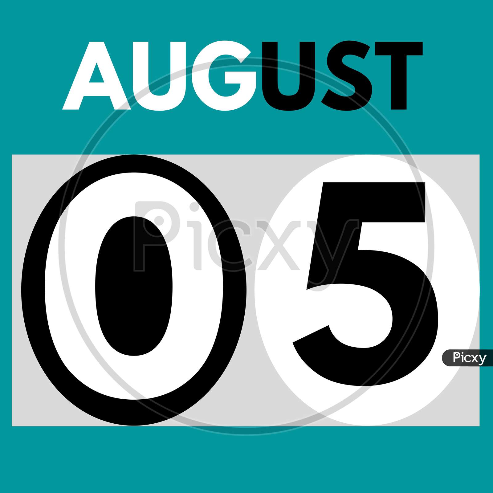 August 5 . Modern Daily Calendar Icon .Date ,Day, Month .Calendar For The Month Of August